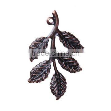 Iron Based Alloy Pendants Leaf Cluster Branch Antique Copper