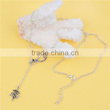 Stethoscope Medical Caduceus Message RN " Carved Hot Sale Silver Plated Cobweb Pumpkin Copper Halloween Necklace photo-3