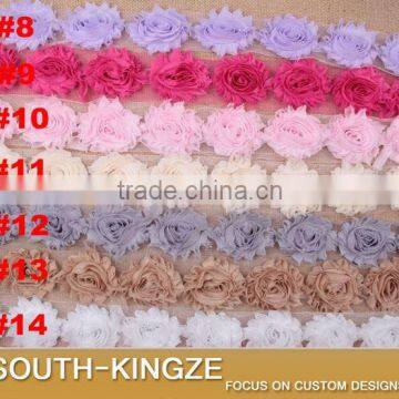 Shabby Chiffon Flower Trim, Total 15 Colors Trim Chiffon Rose Flower, Rose Chiffon Lace Trimming photo-2