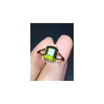 Neffly Fashion Nature Tourmaline18k Gold Diamond Ring photo-2
