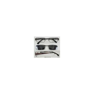 Stainless Steel Eyeglass Frames With Clip On Sunglasses , Polarized Lens