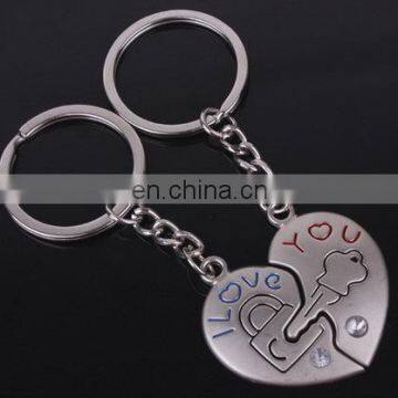 Fashion Hot Sale Love You Letters Lock&Key Heart Keychain Couple Valentine's Day Gift