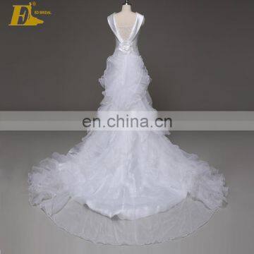 Exquisite Ed A-line Silver Long Sleeveless Beaded Satin Hand-flower Evening Dress 2017 photo-5