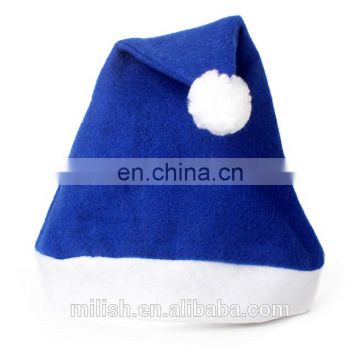 Wholesale Cheap christmas blue felt santa claus hats for promotion gift MFJ-0072