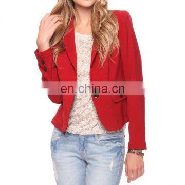 CHEFON Button Trim Women Plus Size Red Blazer CFB040