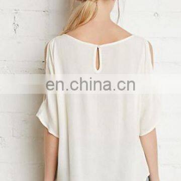 2016 Sexy Women Short Sleeve Embroidered White Shirts photo-3