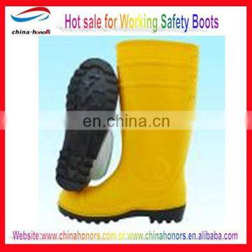 Matt pvc steel toe and plate work boots/yellow steel toe work boots with CE