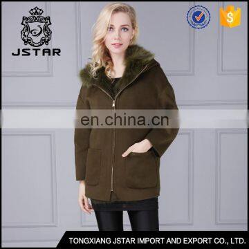 Factory luxury cashmere coat womens with fur collar and lined