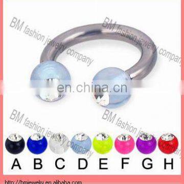 Plastic acrylic lip ring body piercing jewelry with crystal