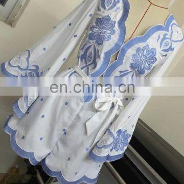 thailand wholesale clothing, fashion summer style women long sleeve floral print jumpsuit with wave border