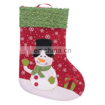 26CM Medium 3D Embroidery Cartoon Decoration and Gift Christmas Stockings with Snowflakes Printing - Snowman