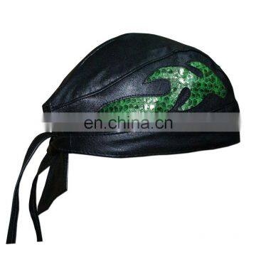 HMB-901M4 LEATHER SKULL CAP DURAG HEAD WRAP BANDANA SKULLCAP HATS SCARF SNAKE SKIN ORIGINAL