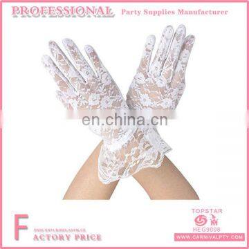 White Wrist Length Lace Bridal Gloves for Wedding Party