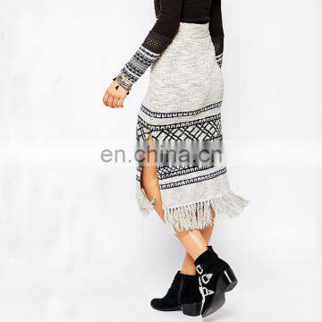 2016 Latest Long Skirt Design Oem Jersey Maxi Tie Dye Grey Knitted Skirt photo-2