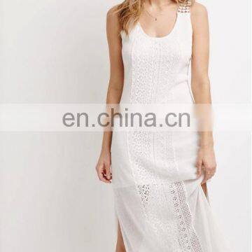 OEM Service Guangzhou Garment Manufacturer Fashion Lady Lace-paneled Knit Maxi Dress
