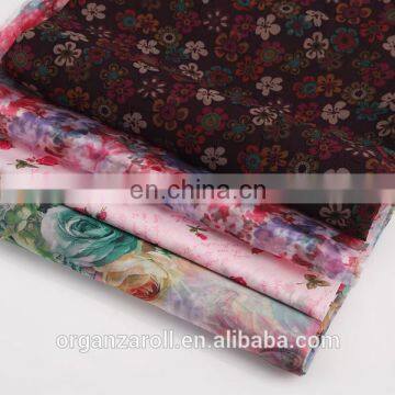 2016 garment fabric cheap floral printed organza fabric