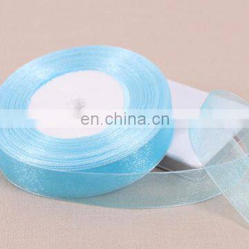 2015 New Fashion Customized Organza Blue Elastic Crochet Ribbon Rolls