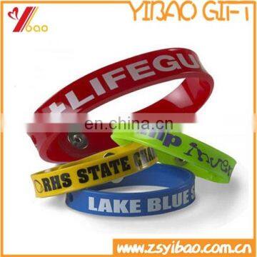 Manufacture Silicone bracelet with metal Button/Produce opening style silicone rubber wristband with metal accessories