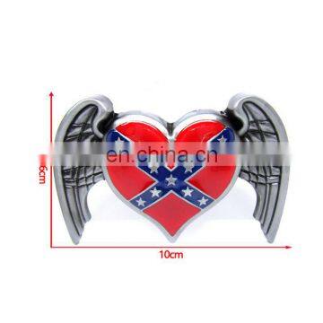 Good Quality Wholesale Zinc Alloy Metal Angle Wings and Heart Cowboy Belt Buckle photo-3