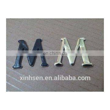 made in china handbag metal labels with 3m glue in the backing