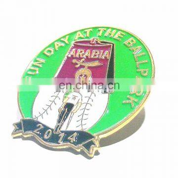 SPORTS BASEBALL LAPEL PIN Gold Black Silver