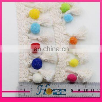 New Design Pom Pom Lace Trim Tassel Beaded Fringe Trimming photo-4