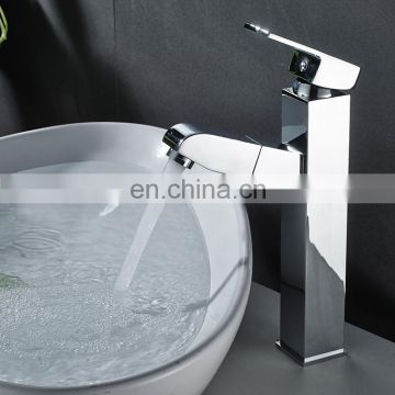 New arrival all copper square high body plating drawing basin faucet