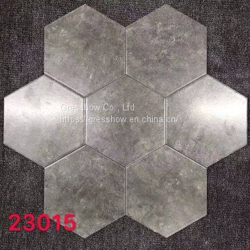 8x9inch Dark Grey Flooring Hexagon Shaped Tiles