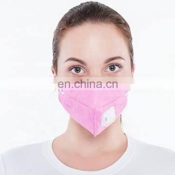 Folded Shape Ear-Loop Ffp3 Polyester Nonwoven Fabric Antidust Pink Face Mask