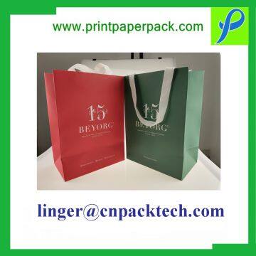 Cusotm Satin Rope Twisted Handle Christmas Paper Bag for Festival Present Gift photo-3