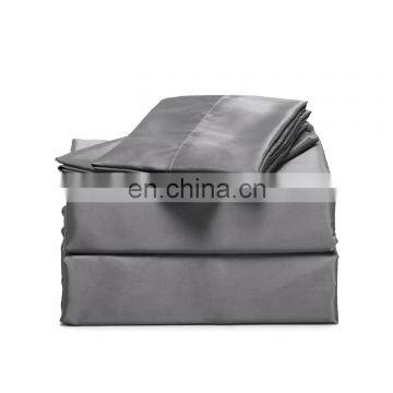 Amazon Premium Hotel Gray 100% Microfiber Matt Fabric Stain Flat Fitted Plain Bed Sheet Set photo-7
