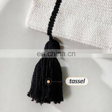 Custom Indoor Home Decor Cotton Thread Woven Geometric Pattern Printing Wall Hanging Tapestry With Hand-knotted Tassels photo-5