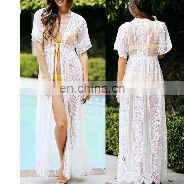 Lace Cover up Beach Dress Swimwear Cover up Women Bathing Suit Cover Ups Kaftan Beach Sarong 2019 Robe de Plage Beachwear photo-3