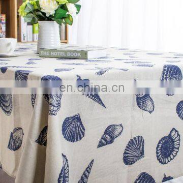 Custom Linen Table Cloth Cheap Table Cloth Conch Shells Printed Table Cloth photo-3