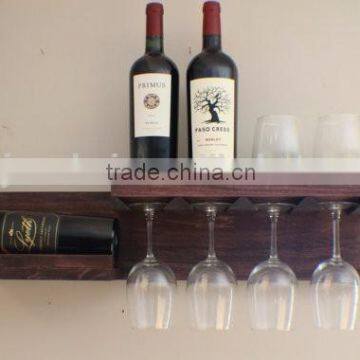 Stain color antique wooden wine rack,wine wall shelf accept OEM