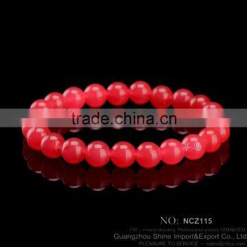 red malaysian jade rosary chaplet bead bracelet stretch bracelet