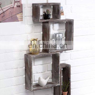 4 Cube Decorative Wall shelf Mounted Rustic wooden wall Floating Shelves