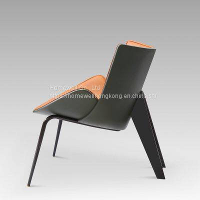 Modern Style Chair Leisure Chair Shell Chair LC2806 Upholstery Chair Metal Base With Leather or Fabric Cover photo-2