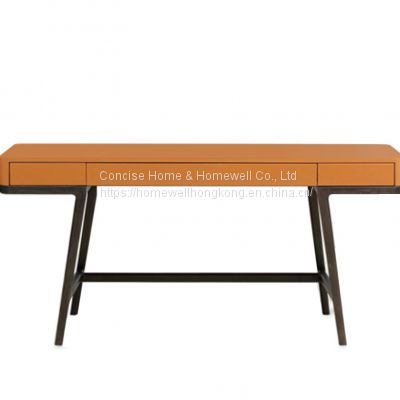 Modern Italian style office writing desk SD1601 painted wood top with solid wood base--home office furniture