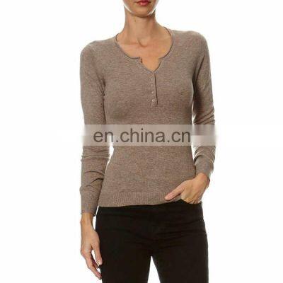 Half button pullover tight sweater for lady