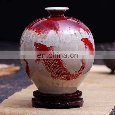 Colorful Hand-painted Elegant red Ceramic Vase For Decor Indoor