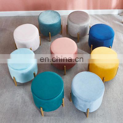 Stool New Sale Dining Round Modern Indoor Home Luxury Foot Step Living Room Furniture Gold Metal Chairs Velvet Ottoman Stools