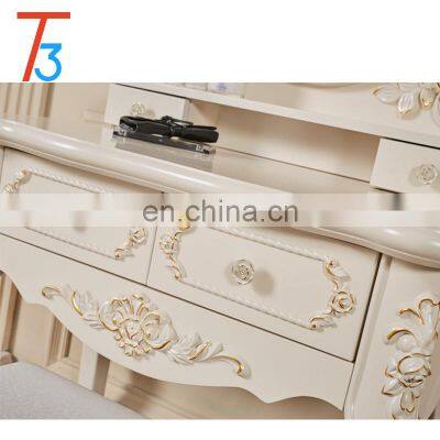 White Wooden Vanity Makeup Table Bedroom Furniture Dresser With Mirror photo-4