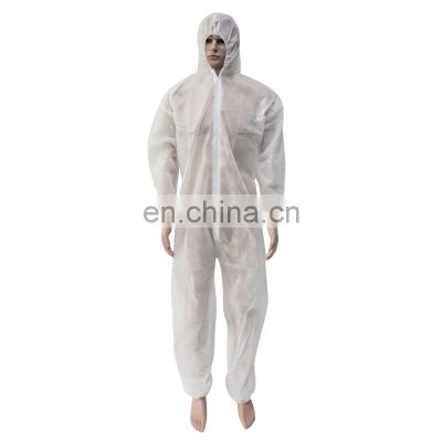 disposable white PPE cleanroom long sleeve protection suit