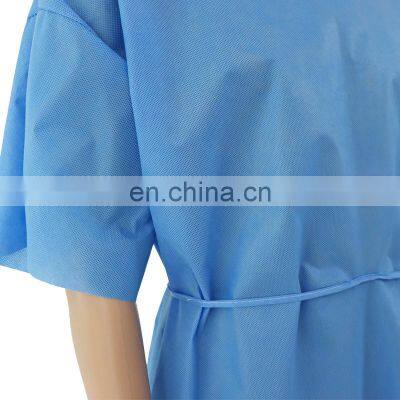 Blue SMS Patient Gown Disposable Breathable Clothing Short Sleeve photo-3