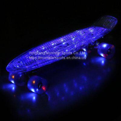 LED light up Deck and Wheels 22 Inch Plastic Mini Cruiser Skateboard