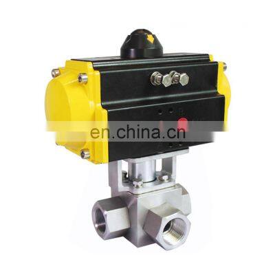 COVNA High Pressure Flow Control 3 Way Automatic Pneumatic Actuated Ball Valve