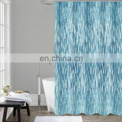 Blue design polyester waterproof shower curtain