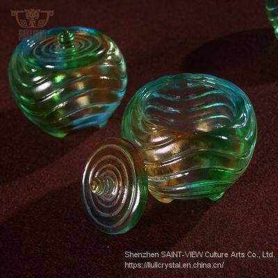 Circular Life: Crystal Glass Liuli Craft Candleholder Buddhism Worship Vessel Religious Pray photo-5