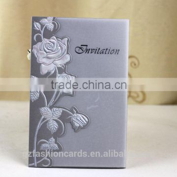 Fancy Design Royal Silver Color Hot Stamping Wedding Invitation Card